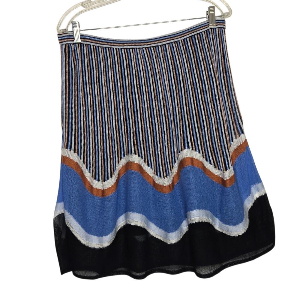 M Missoni Womens Knit Skirt Striped Wave Retro A Line Lightweight Euro Blue 10
